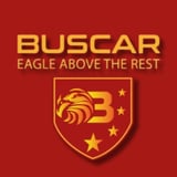 Buscar brand logo with eagle head and letter B in shield design